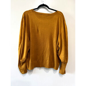 Zara Sweater Womens mustard Yellow Balloon Sleeve Lightweight Casual Comfort -M